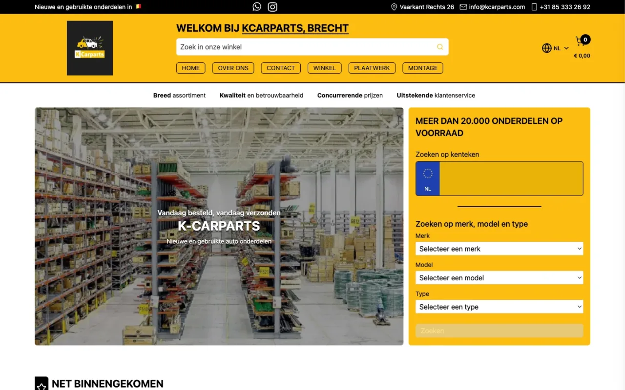 Auto sloperij webshop voorbeeld gebouwd op MeetAds